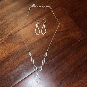 Diamond drop necklace and earrings set